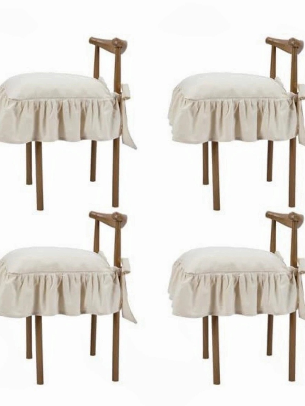 Hillsuren Beige Ruffle Chair Cushions Cover No Padding